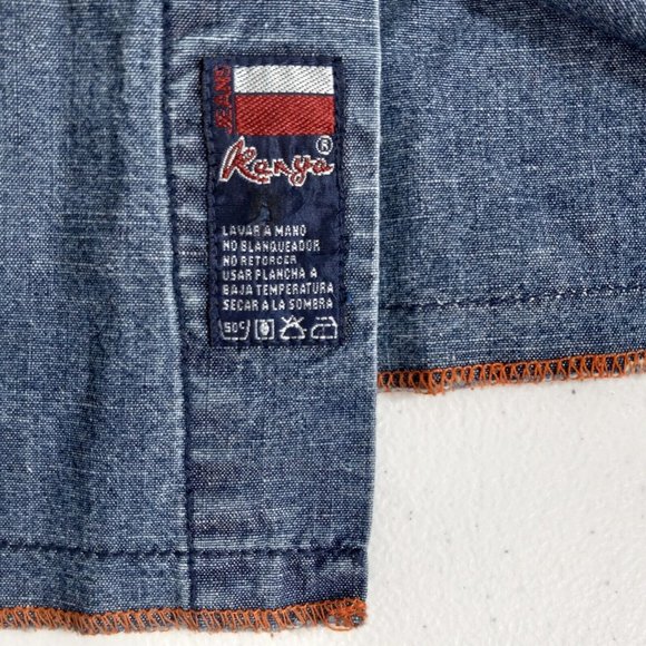 Kenya Shirts Kenya Shirt Mens Medium Short Sleeve Denim Button Up
